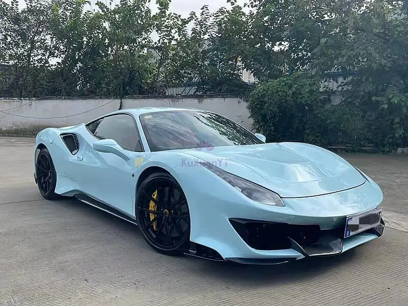 ل 2015-2018 فيراري 488 GTB بيستا نمط شبه جاف ألياف الكربون شريط أمامي شريط خلفي الجانب تنورة الجسم طقم الجسم