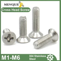 10-50pcs 304 Stainless Steel M1 M1.2 M1.4 M1.6 M2 M2.5 M3 M3.5 M4 M5 M6 Cross Phillips Flat Countersunk Head Screw Bolt
