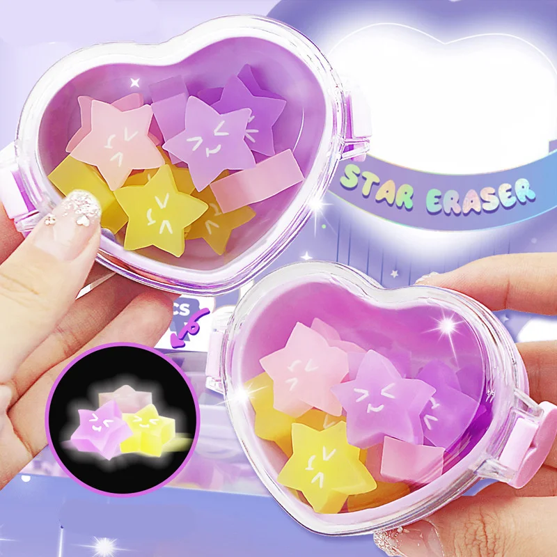 

1 Pcs Luminous Eraser Gift Box Student Creativity Stationery Clean Few Scraps Pencil Correction Eraser Learning Stationery