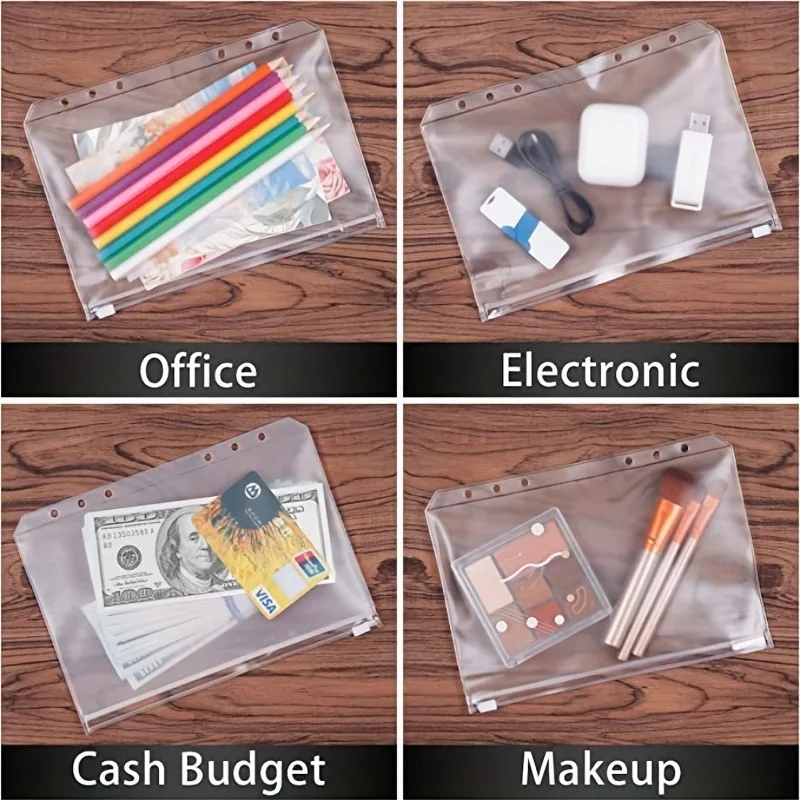 5 قطعة A5 الموثق سستة الجيب ، 6 ثقوب الاقتصاد النقدية المغلف شفافة سستة مجلد ل 6 حلقات الاقتصاد الموثق دفتر