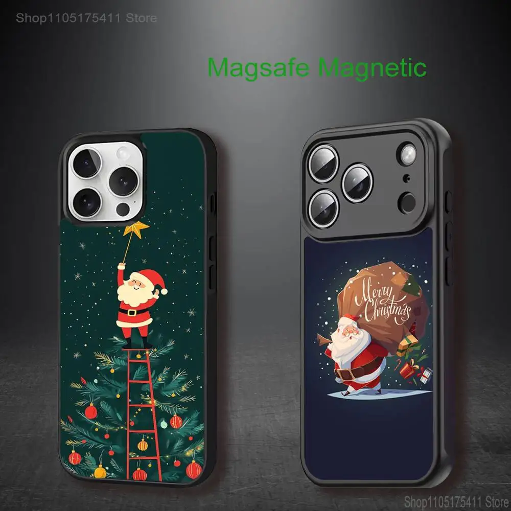 

Christmas Santa Claus Phone Case For iPhone 17,16,15,14,13,12,11,Pro,Max,Plus,Mini,SE4,E Magnetic Magsafe Wireless Charging