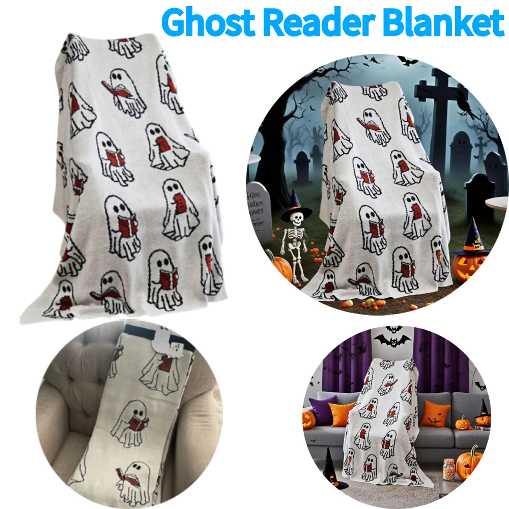 Halloween Throw Blankets Ghost Reading Book 40 X 60 Inch Ghost Reading Blanket Cute Reading Blanket Fit Couch Sofa for Adults