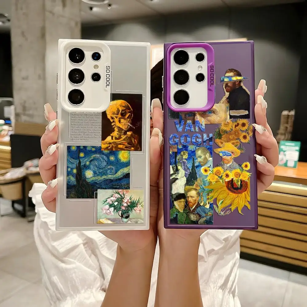 Art fashion Van Gogh INS Phone Case For Samsung Galaxy S25 Edge S24 S23 S22 S21 S20 Ultra Funda Silicone Silver cover