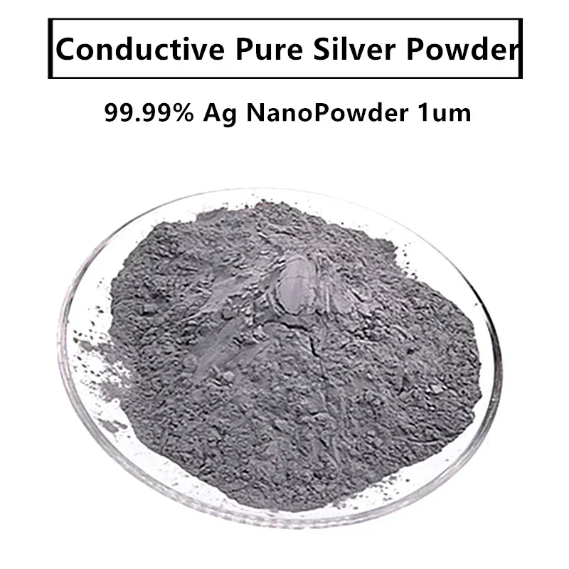 Проводящий порошок чистого серебра 99.99% Ag NanoPowder 1 мкм