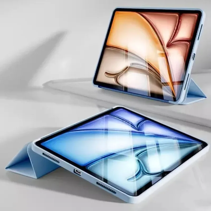 TPU Soft Silicone Tablet Cases for iPad Pro 13 M5(A3361) 2025 7th Gen M4 2024 Air 13 M3 M2 Case Trifold Stand Auto Sleep/Wake