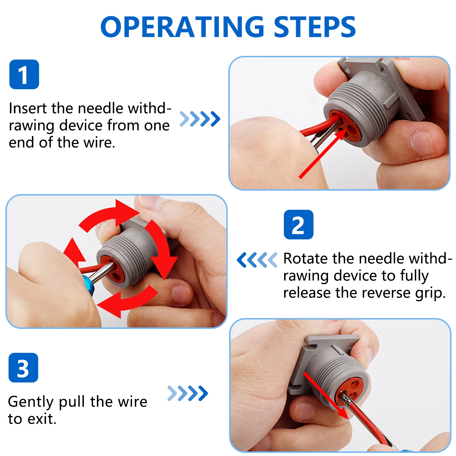 Deutsch Pin Removal Tool Connector Wire Plug Pin Extractor Puller Release with Automatic Wire Stripper and Cutter Kit and Storag