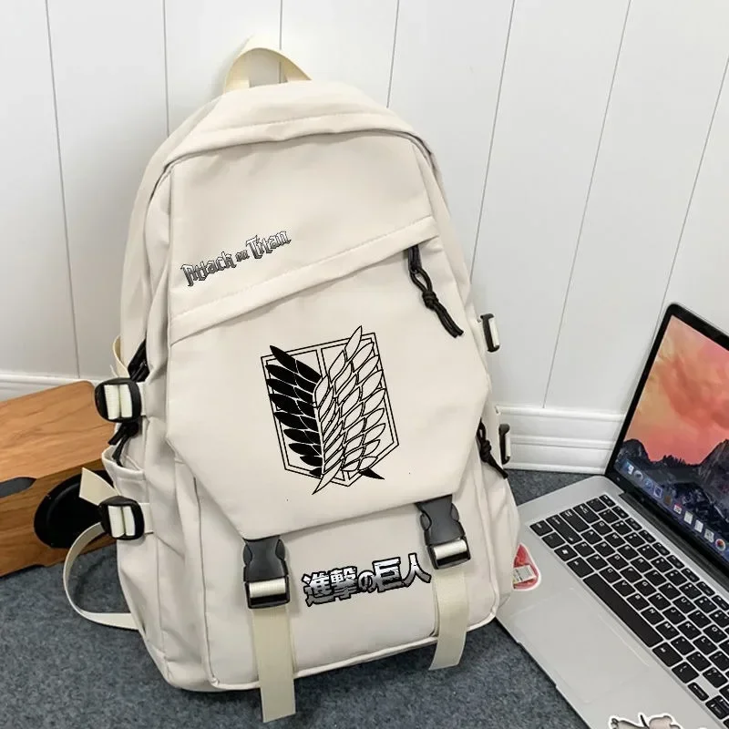 32×45×14cm Black Blue White, Attack On Titan, Shingeki no kyojin, Anime, Student Kids Teens School Bags, Backpacks, Girls Boys