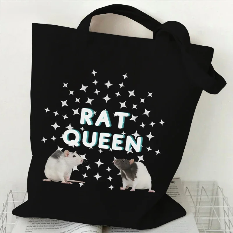 Rat Shoulder Bags Women Cartoon Animal Rat Collapsible Tote Bags Vintage Rat Fashion Shopping Bags 2023 Casual Women's Handbags