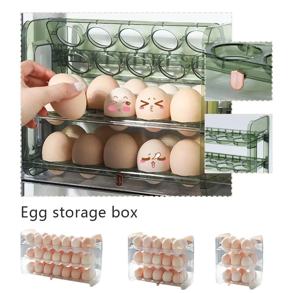 High-looking Egg Storage Box Refrigerator Organizer Holder Rack Tray Food Case Collapsible Egg Containers Dispense Fresh-ke P9L1