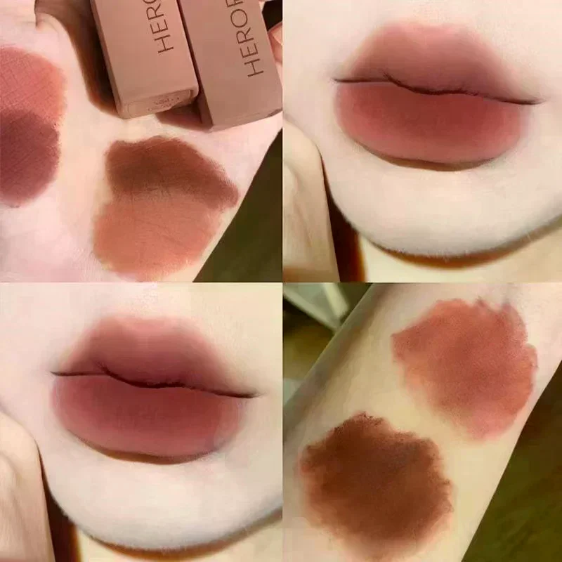 Herorange fosco veludo lama labial de longa duração à prova dwaterproof água copo antiaderente brilho labial sedoso suave névoa batom maquiagem cosméticos