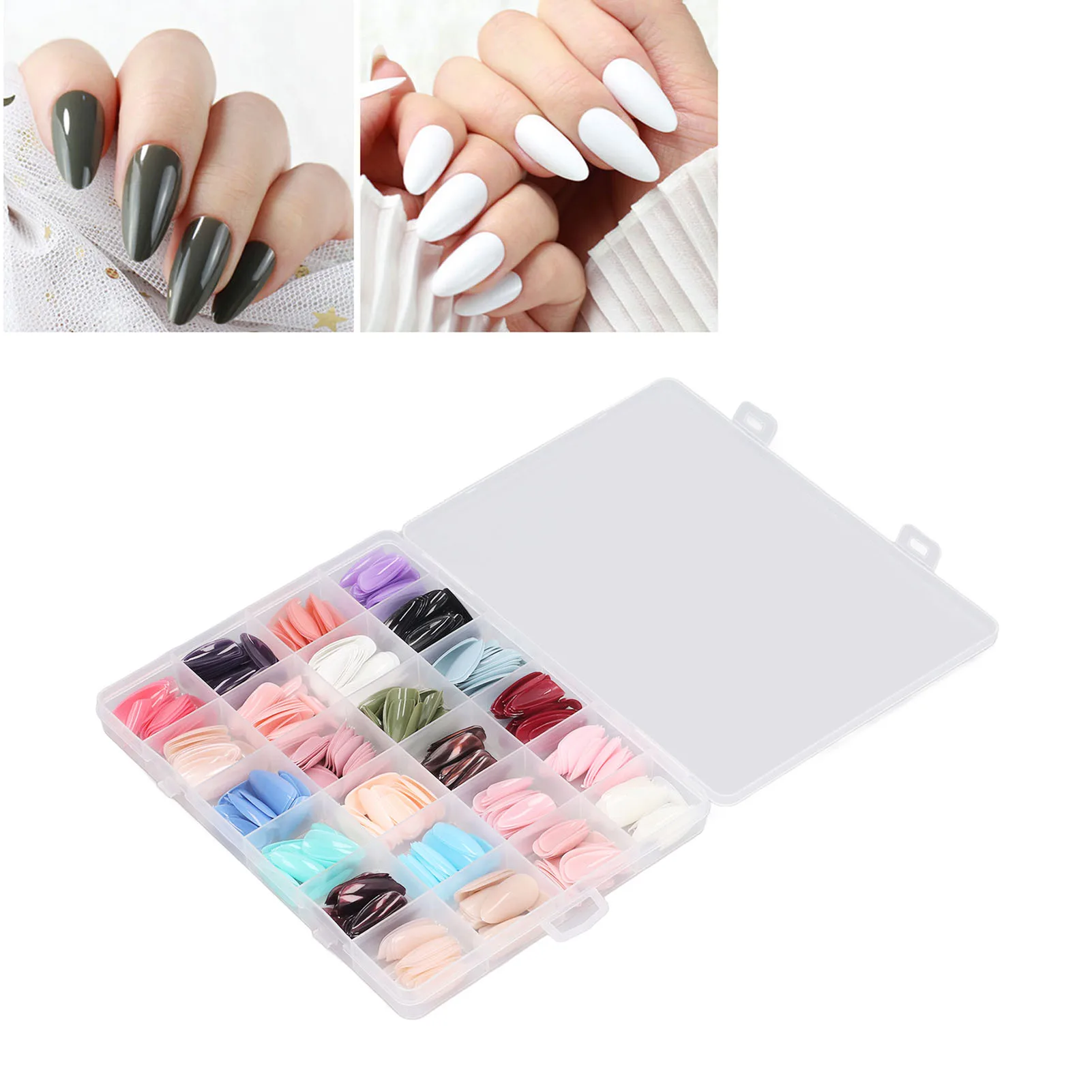 576pcs False Nail Tips Set Full Cover Pure Color Fashionable Press On Fake Nails Art Tips