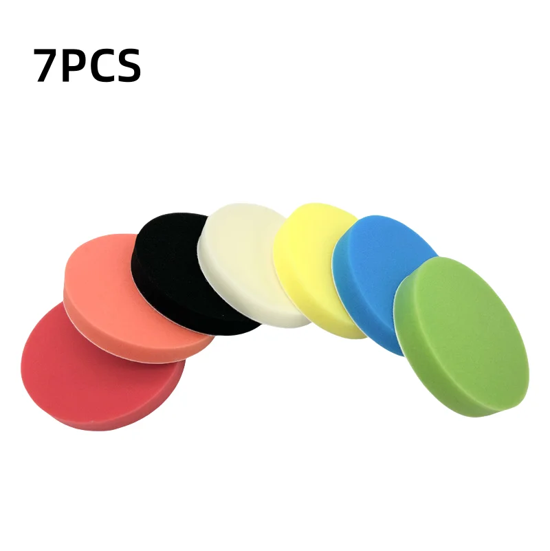 7 PCS 5/7 Inch Car Round Flat Polishing Wheel Foam Buffing Sanding Pad Disc Sponge Grinding Pads Polisher For Rotary Tool