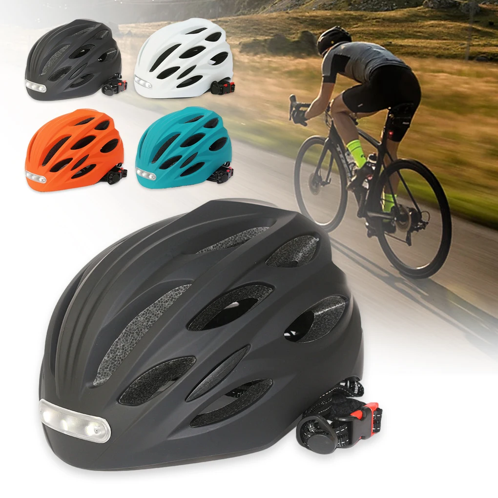 

Bike Helmet With Front And Rear Lights Portable Multifunctional Designed For Adjustable Shockproof