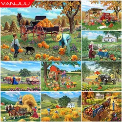 5D DIY Diamond Painting Farm Harvest Full Round Diamond Mosaic Scenery Diamond Embroidery Kit Rhinestone Home Art Decoration