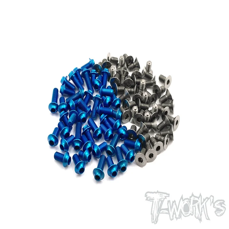 Original T works TASS-TC7.2 64 Titanium & 7075-T6 Dark Blue Screw set 99pcs. (For Team Associated TC7.2) Rc part