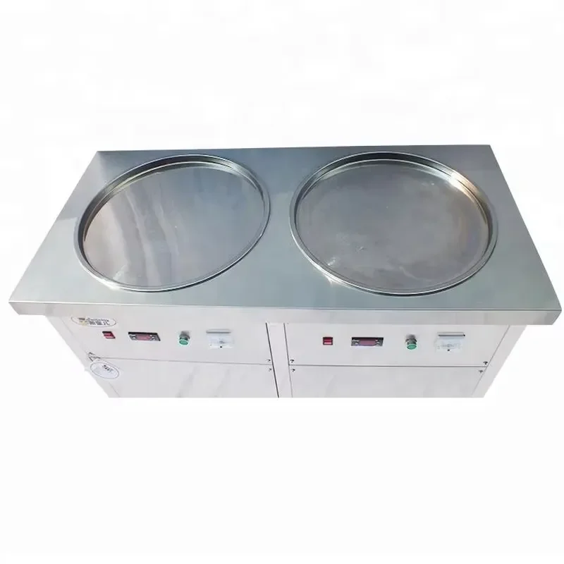 Double round stainless steel t plate manual cold roll fried ice cream roll machine