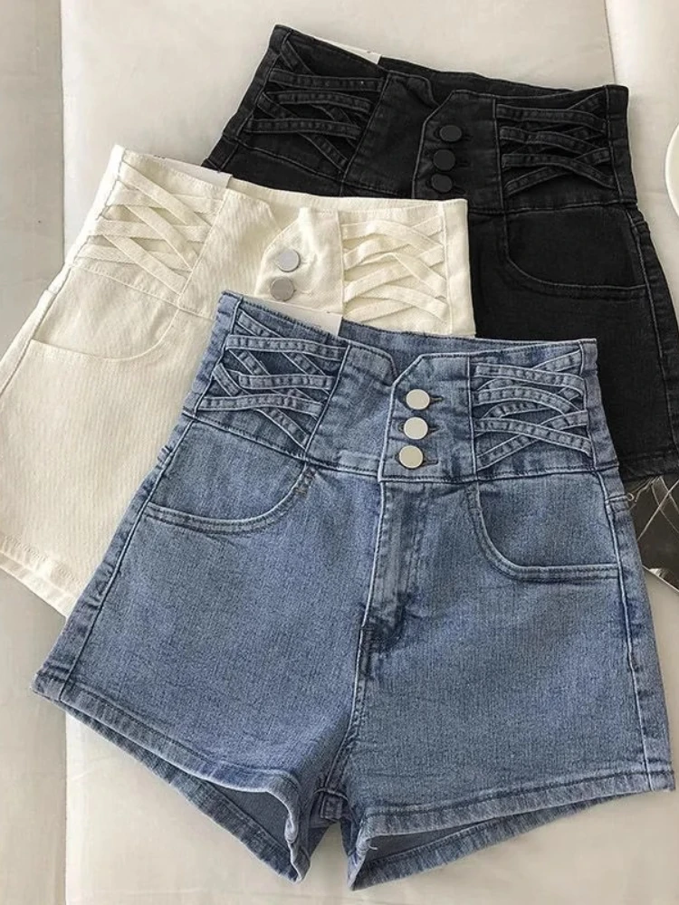 

High Waist Denim Shorts Fashion Y2k Hot Girls Streetwear 2025 Summer Women Plus Size Slim-Fit A-Line Wide Leg Hot Pants Female