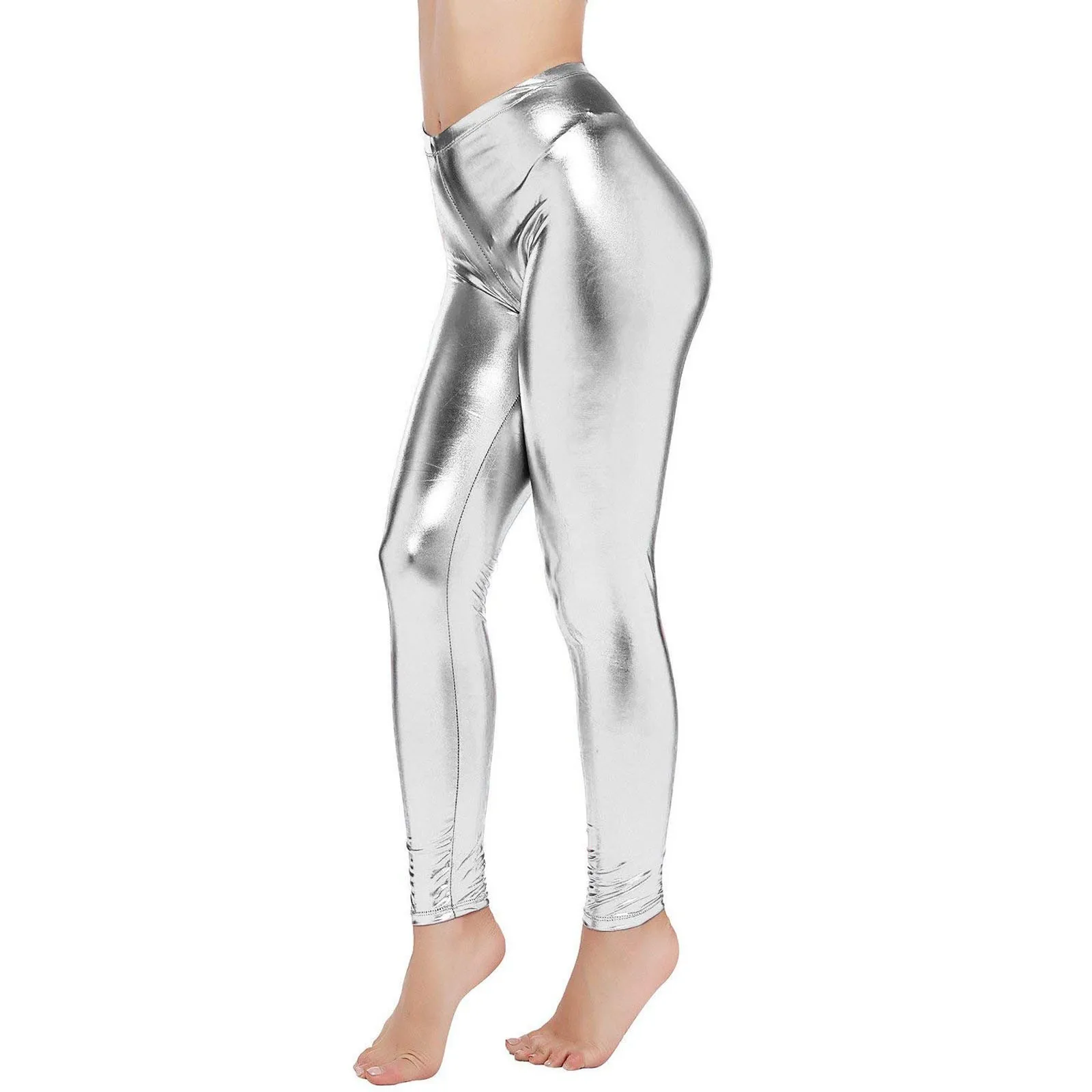 Workout Legging Shorts For Women Leather Trousers Sexy Shiny Womens Faux Tight Clubwear Leggings Cotton For Women Pocket