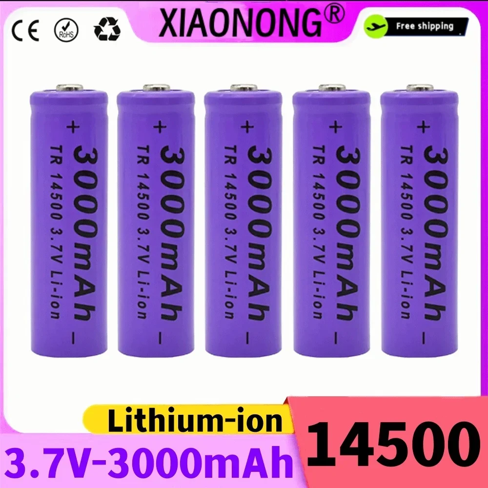 

New 14500 lithium battery 3.7V 3000mAh high-quality rechargeable battery flashlight battery LED flashlight toy