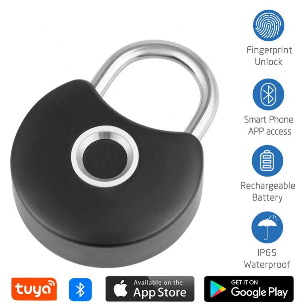 Q1 Tuya Fingerprint Tuya Bluetooth APP Remote Control Padlock Security Bag Mini Fingerprint Electronic Door Lock