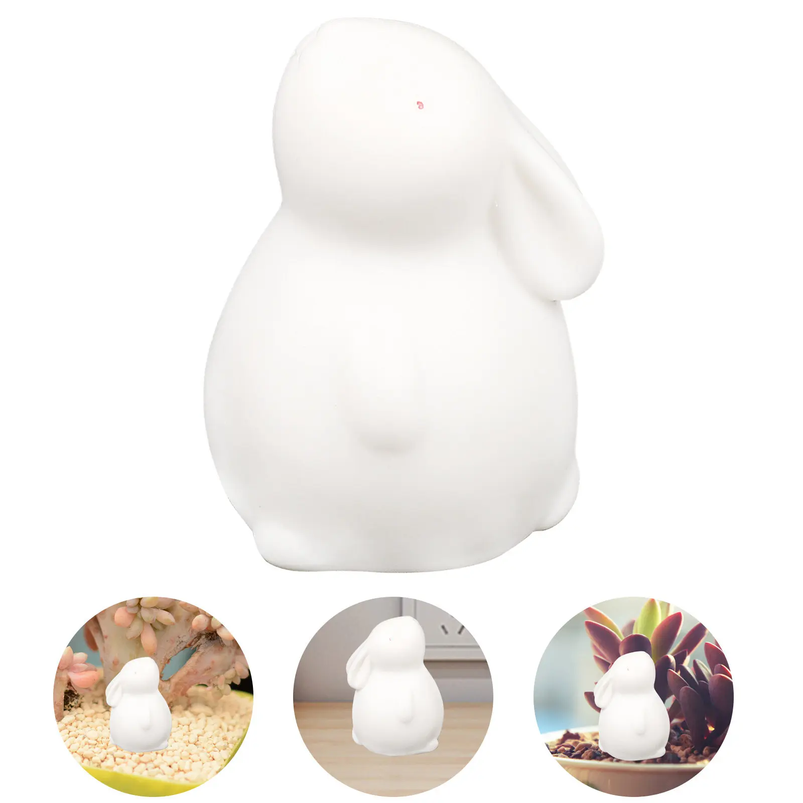 

Premium Ceramic Bunny Statue for Desk Tea Table Micro Landscape Decor Cute White Rabbit Zodiac Home Office Garden Mini Ornament