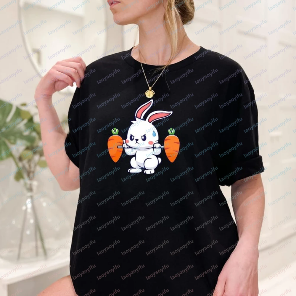 Gym Bunny Shirt Bella Canvas Funny Workout Tee Soft Fitness Top Graphic T Shirts Harajuku Shirts for Women High Quality Cotton