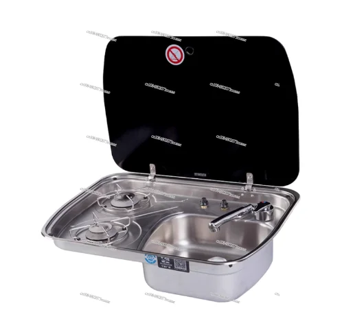 

Kitchen and bathroom RV gas stove folding stainless steel dishwashing/hand basin separate glass cover