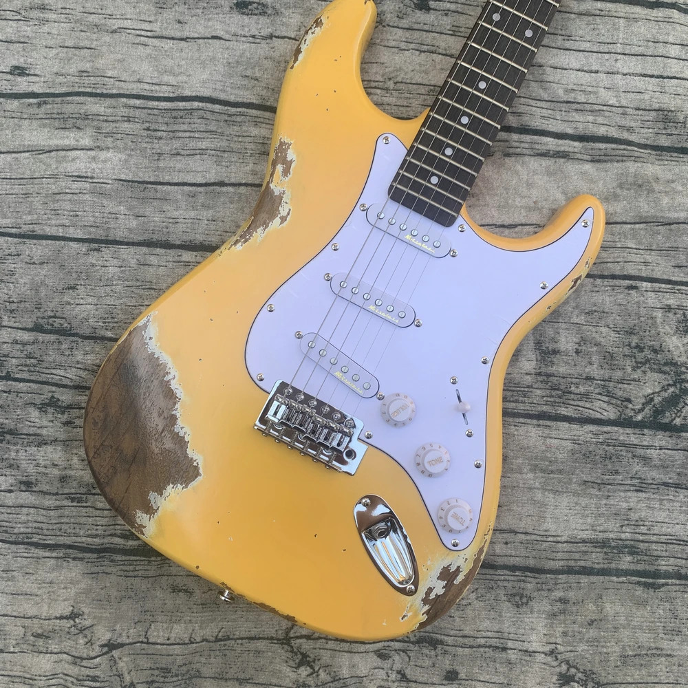 electric guitar, relic making, alder wood, cow bone string pillow, real photos, free shipping, wholesale and retail in stock