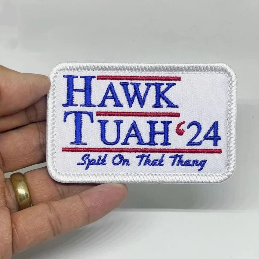 Hot word “HAWK TUAH” Embroidery Cloth Hook Loop Patch Backpack Tactical Badge Applique For Jacket Jeans bag