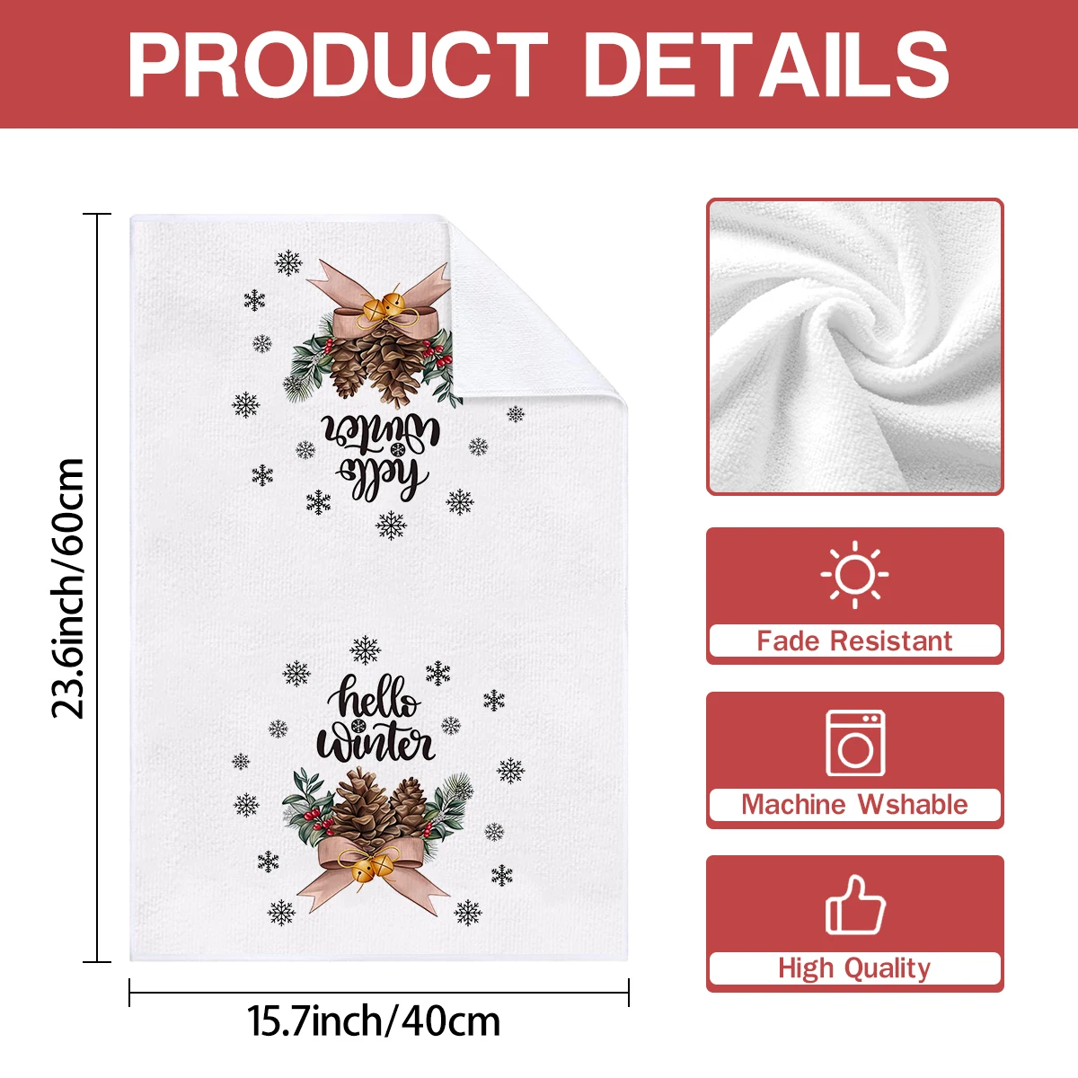 4/6pcs Christmas towels Happy Deer Snowman Christmas Tree Glove Pattern Kitchen Cleaning Towels Dishwashing Towels Hand Towels