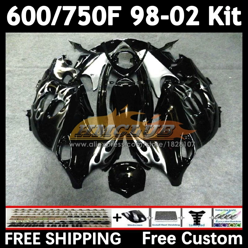 Body For SUZUKI silvery blk KATANA GSXF 600 750 GSXF600 1998 1999 2000 2001 2002 24No.31 GSX750F GSXF750 98 99 00 01 02 Fairing