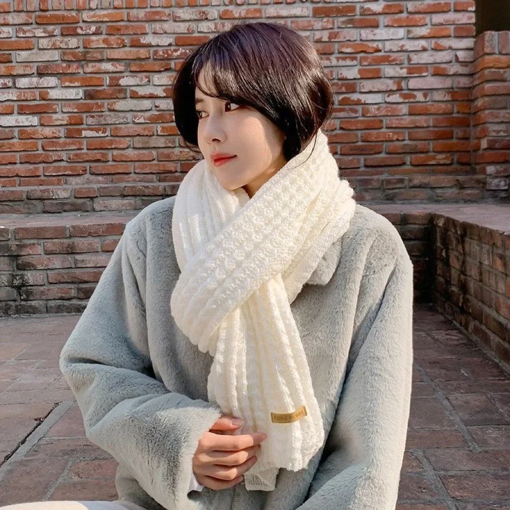 

Winter Scarf Women 2024 New Korean Woolen Scarf Lovers Men and Women Thicken Warm Knitting Solid Color Knitted Scarves T810