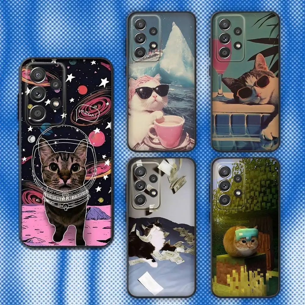 

Funny Cat Cute Phone Case For Samsung S25,S24,S21,S22,S23,S30,Ultra,S20,Plus,Fe,Lite,Note,10,9,5G Black Cover