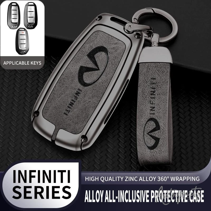 Alloy Leather Car Key Case Cover For Infiniti Q50 Q60 Q70 QX50 QX60 QX70 G25 FX JX35 FX25 FX35 EX35 FX37 Auto Keychain Accessory
