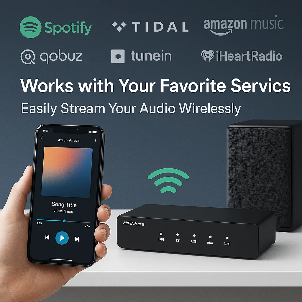 HiFiMuse R20 Wireless Audio Streamer | Arylic S10+ Audio Receiver  PC Audio Jack Adapter AUX Wireless  Multiroom