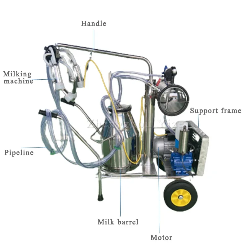 Portable Stainless steel vacuum pump dry pump cow camel goat sheep milk sucking price milking machine for Farm