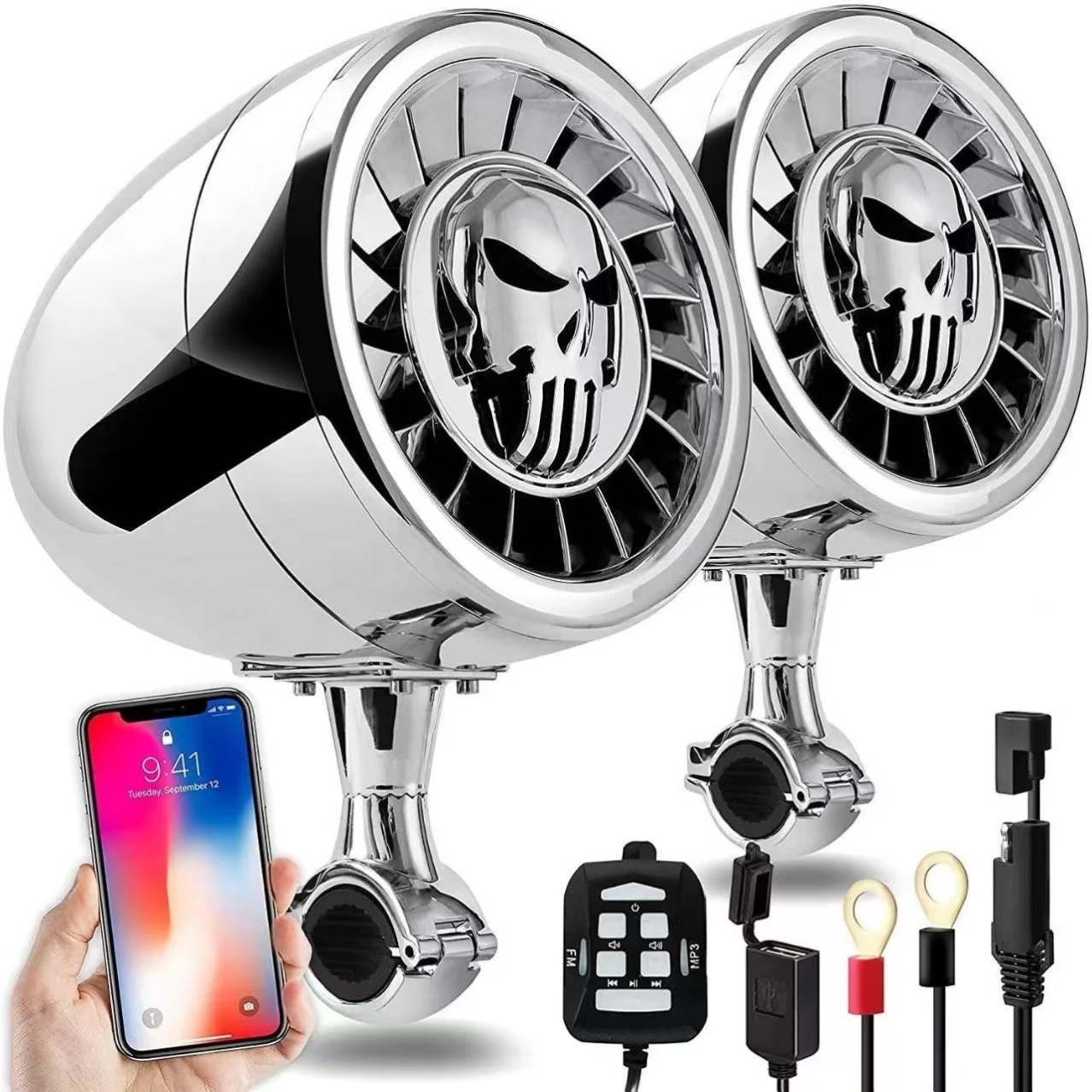 High-end 5-inch Waterproof Motorcycle for Stereo Dual-channel Subwoofer Built-in Amplifier All-in-one Machine 600W Spk500