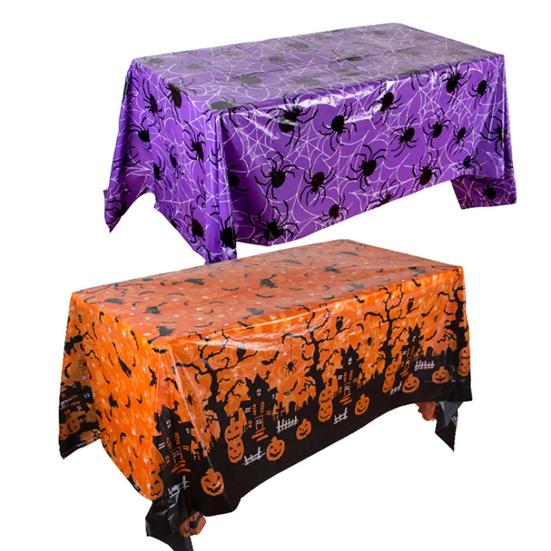 Halloween Decoration Tablecloth Pumpkin Spider Web Plastic Folding Setsholidayparty Hometableclothsuppliesbackdroparrangement