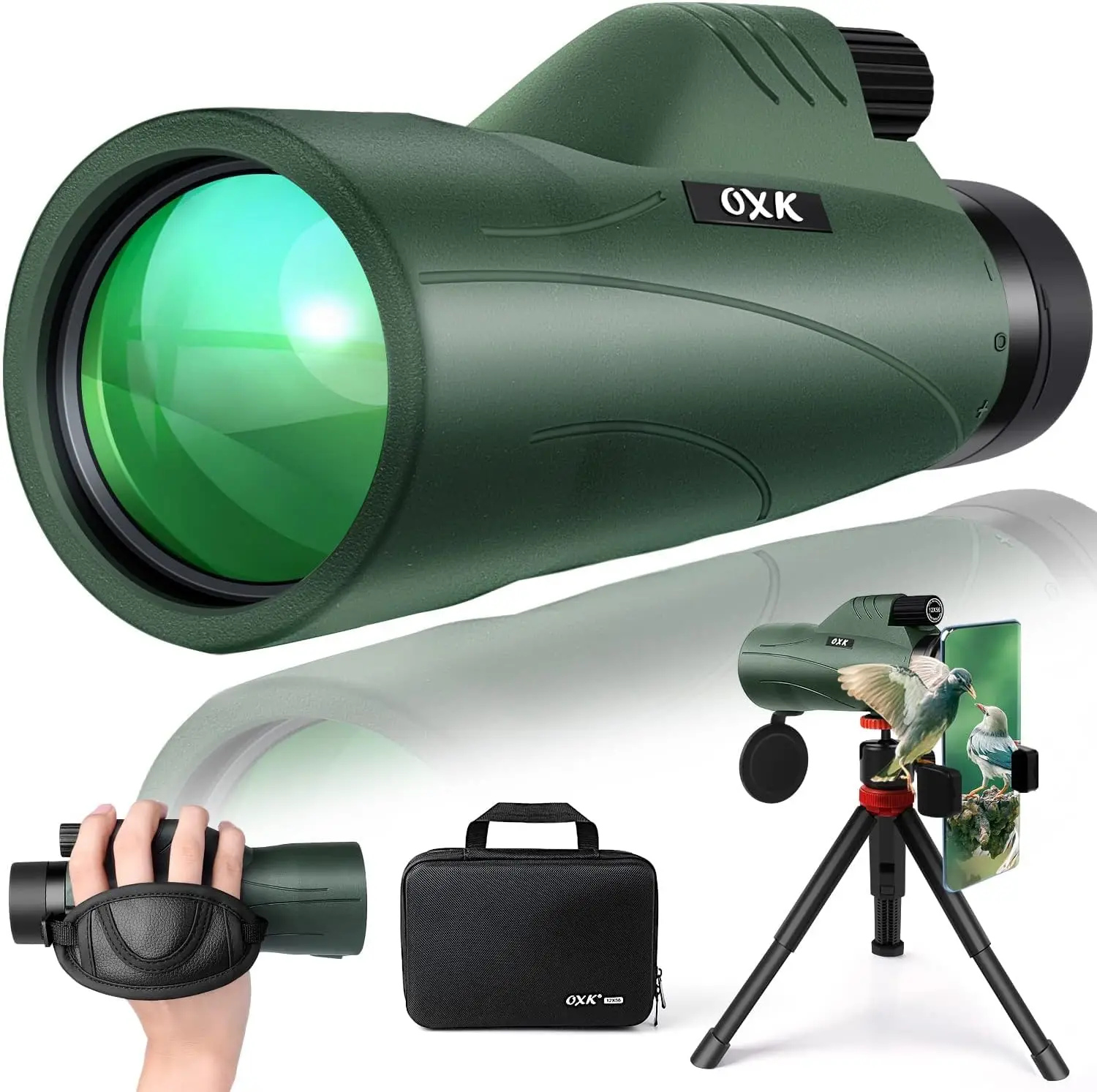 Power Monocular Telescope with Smartphone Adapter Tripod Travel Bag, Larger Vision Monoculars for Adults with BAK4 Pr