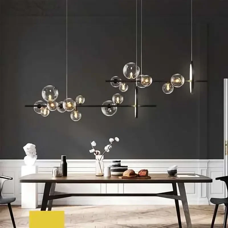 Modern rings Led Pendant Lamps Glass Balls for Table Dining Room Kitchen Island Chandelier Home Light Suspension Luster Fixture