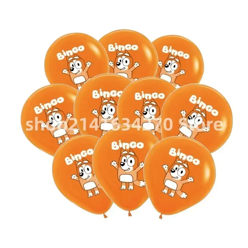 10pcs 12 Inch Bluey Latex Balloon Set for Bingo Family Birthday Party Balloon Girl Boy Cartoon Balloon Baby Shower Toy Gifts