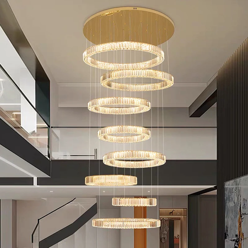 Modern Home Decoration Crystal Chandelier Stair Pendant Lamp Living Room Pendant Lights Interior Lighting