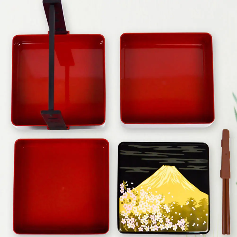 

1Set Sushi Box Japanese Style ABS Material Three-Layer Sealed Bento Container Portable Food Storage Lunch Picnic Tray
