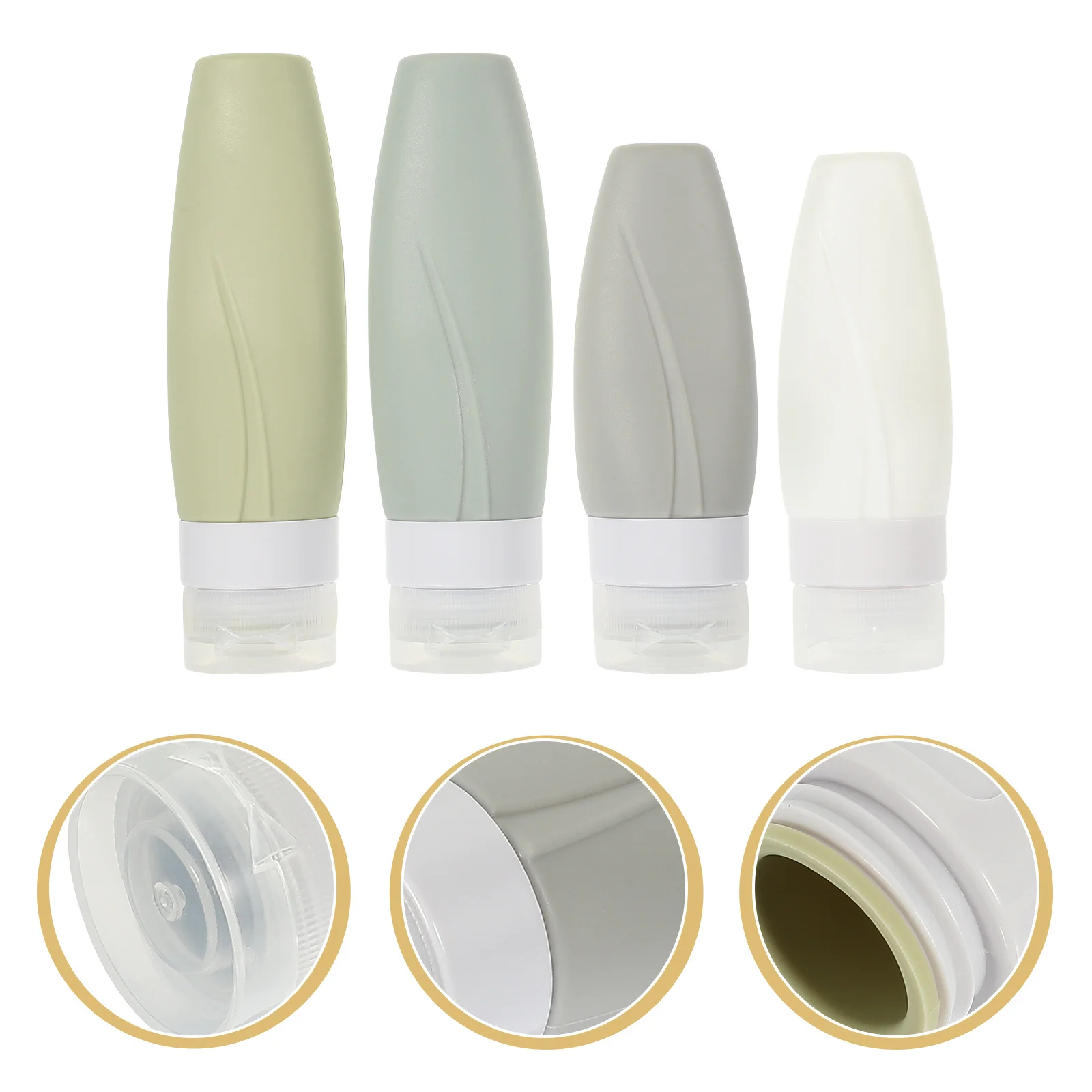 

4Pcs Silicone Travel Bottles Set 60Ml 90Ml Refillable Leak-Proof Toiletry Containers for Shampoo Body Wash Lotion Portable