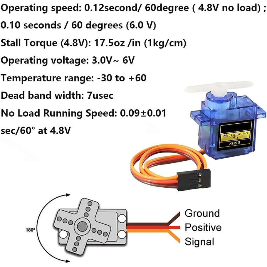 5 Pcs SG90 Micro Servo Motor Mini Servo SG90 9g Servo Kit Compatible with RC Helicopter Airplane Car Boat Robot