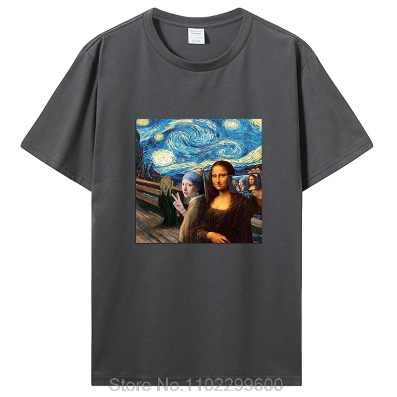 Mona Lisa Funny Print T Shirt Summer Casual Cotton Hip Hop Style Streetwear Vintage Harajuku Short Sleeve Fashion Oversized Tops