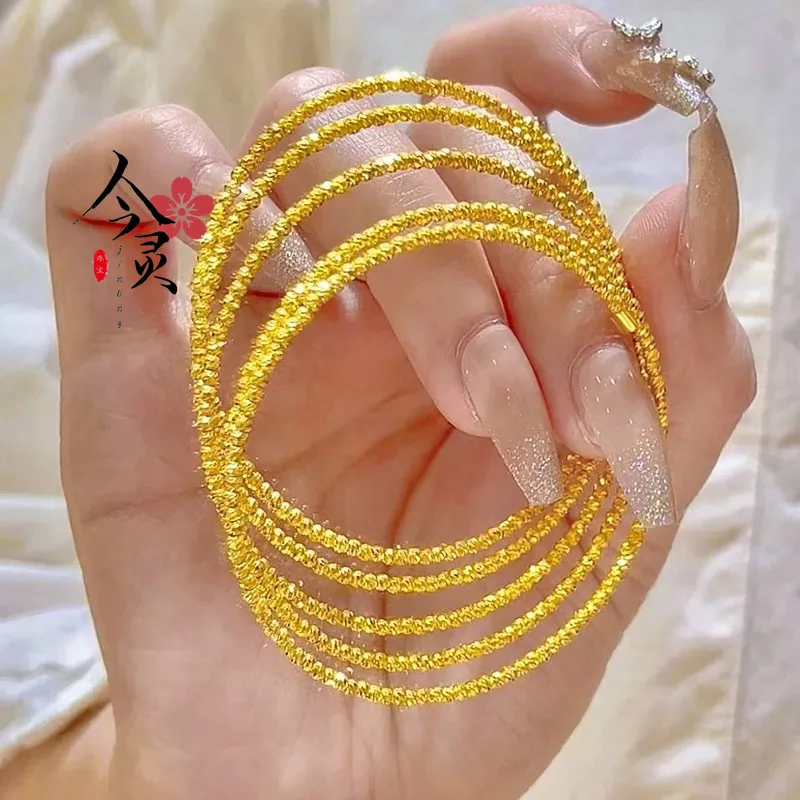

AU999 24K Gold Disco Bead Lucky Bracelet for Women - Bling Minimalist Design, High-End Fashion, Nightclub Party Full Glamour