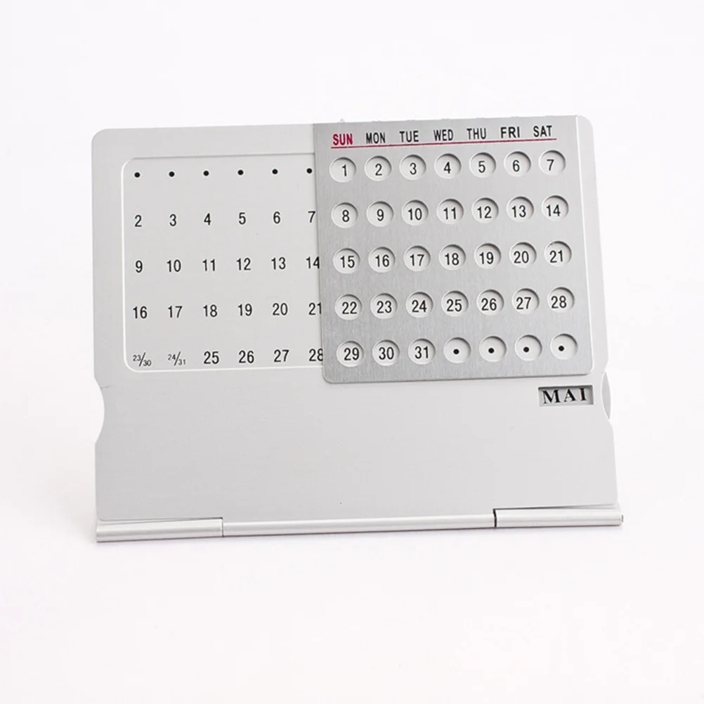 

1Pcs Metal Desktop Calendar Super Thin Lightweight Portable Home Office School Christmas Gift Silver Metal Calendar