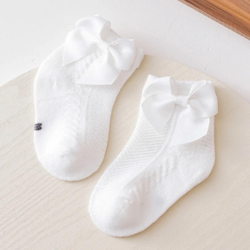 Liangchengmei-Baby Girl Ankle Socks Soft Thin Cotton Baby Bow Summer Socks Suitable for 1-3 Years Old Baby