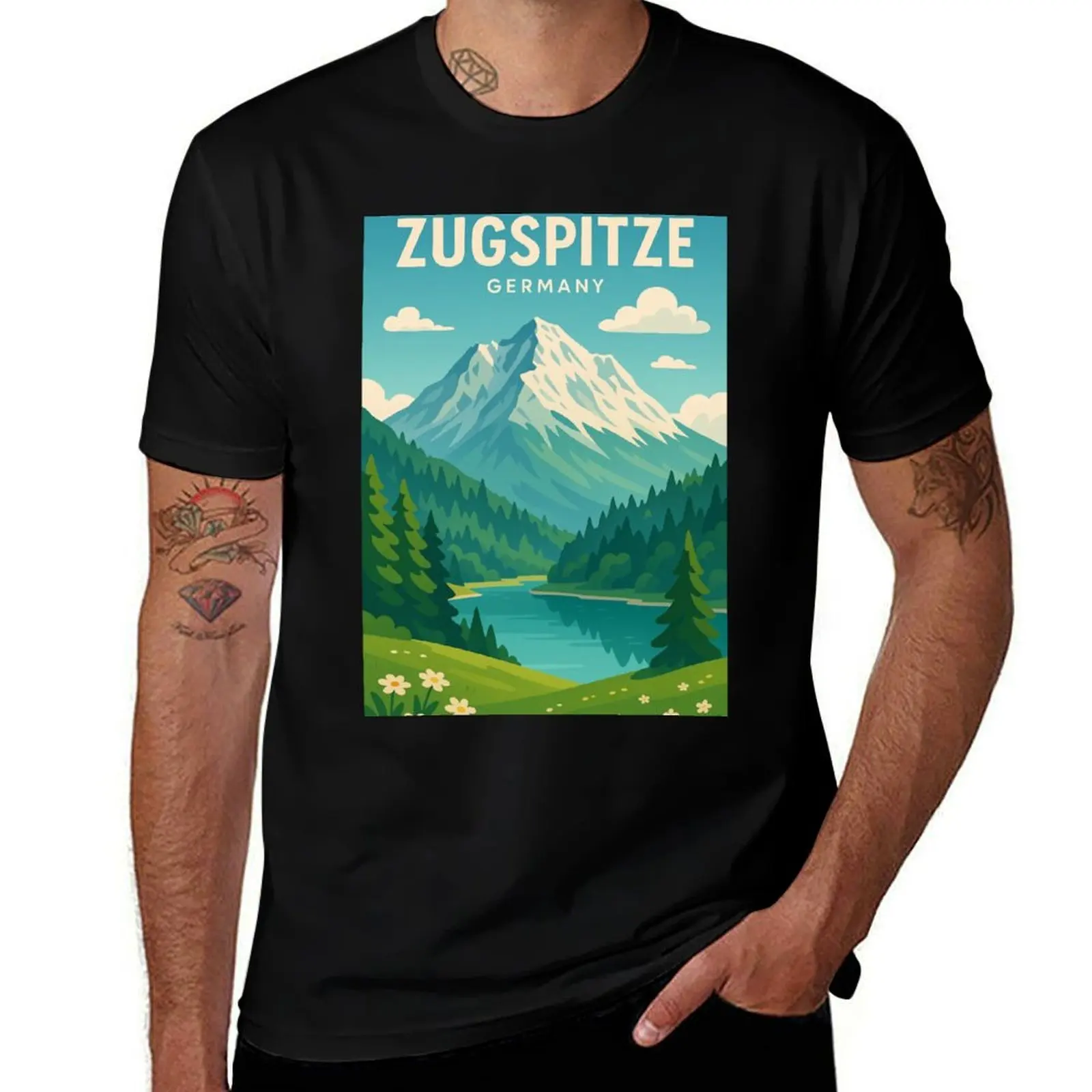 

Zugspitze Mountain and Lake in Bavarian Alps T-Shirt blacks anime tshirt Funny t-shirts men clothing